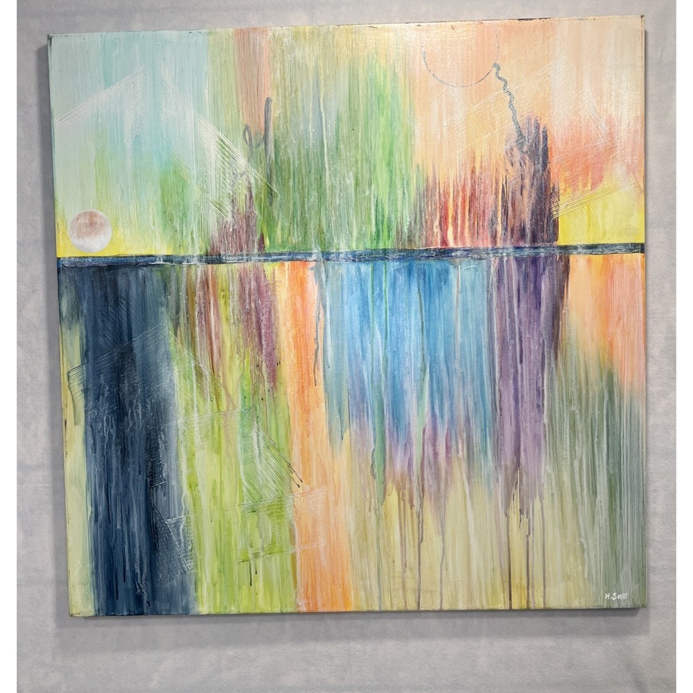 Liquid Haze 2  By, Scott, H. acrylic hand painted 40x40 Colorful Abstract‎ WOW!